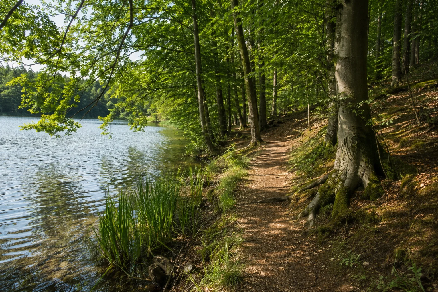 Buchenwald und klares Wasser am östlichen Liepnitzsee.