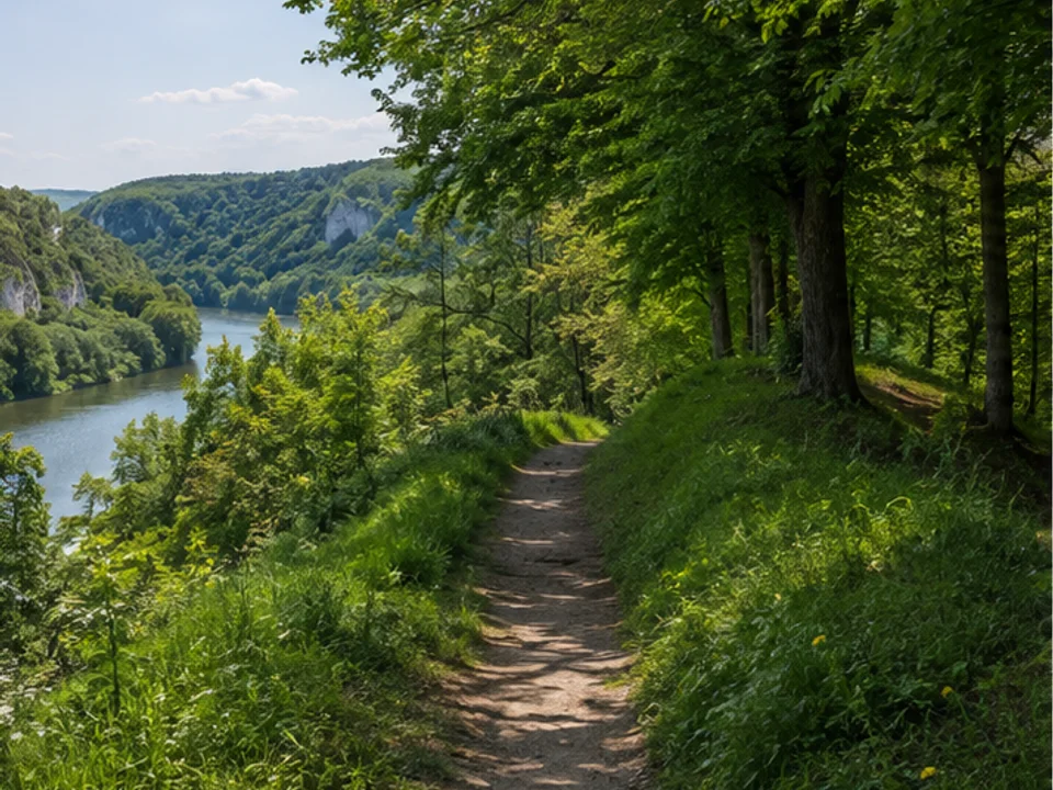 Keltenwall: Waldpfad über dem Flusstal