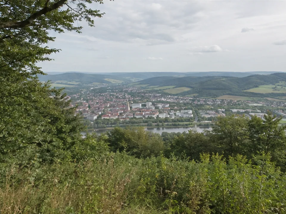 Klüt: Weserblick über Hameln und gestaffelte Höhen
