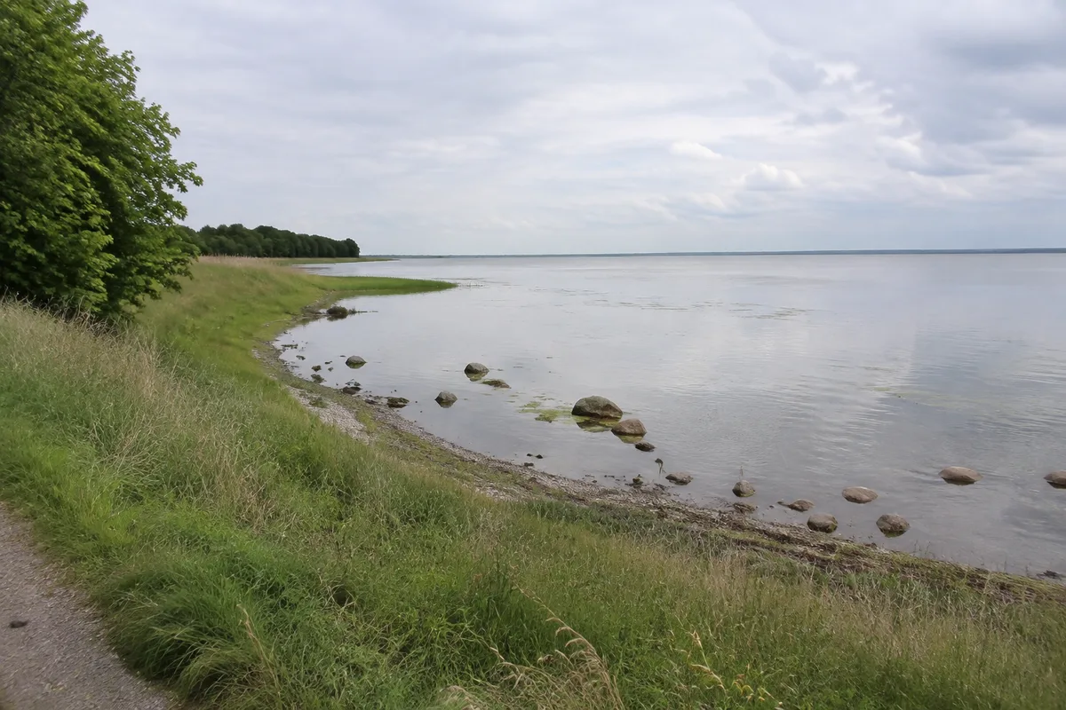Wismarbucht bei Wendorf mit flachem Wasser aus Uferperspektive ohne Skyline